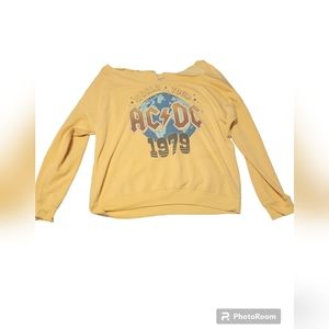 AC/DC Women's  distress Sweatshirt Size XL Retro 1979 World Tour Fleece Top